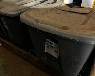 Tubs contain miscellaneous accessories for machines 
