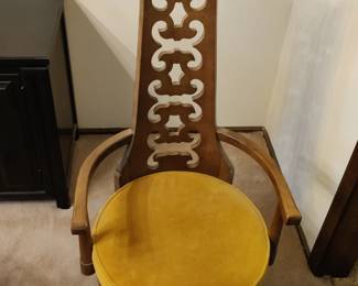 THOMASVILLE - 2-MCM, 1968 - BURL DINING CAPITAN'S CHAIR W/CUT OUT BACK-HOLLYWOOD $40 EACH