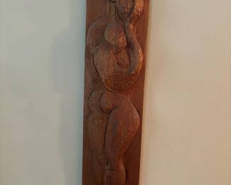 Carved Wood "Man, Woman & Child" Artwork 