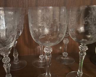 Etched Crystal Wine Glasses