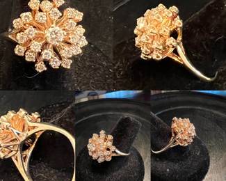 $1250.00. 14k diamond snowflake ring. This beauty is almost a carat at .90 carats TW with H-I color and clarity SI 1.  The ring size is a 7. This is complete  with a current appraisal valued at $2763.