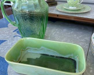 Vintage Green Royal Lace Depression Glass Water Pitcher 