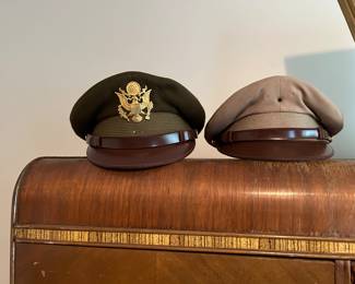 WW2 US Army Aircorps Military Officers Pilots OD Visor Crusher Hat Cap