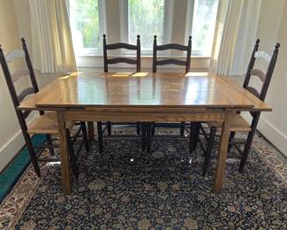 Set of 4 ladder back rush seat chairs