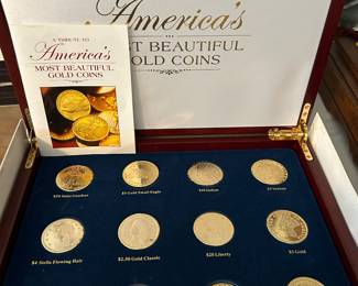 Tribute to Americas Most Beautiful GOLD Coins 12 piece set & wood display box