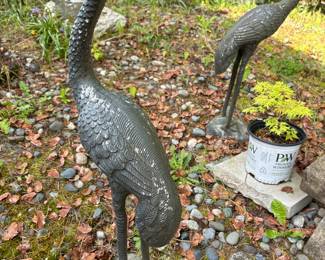 Yard Art Birds and potted plants