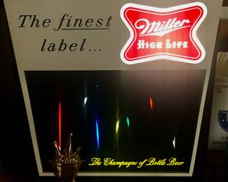 One of several vintage lighted beer signs