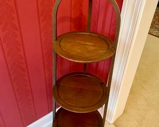 Antique Mahogany (3)Tiered Shelves Muffin Pie  Cake Stand