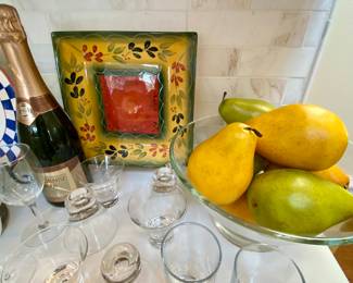 Faux pears, martini glassware set