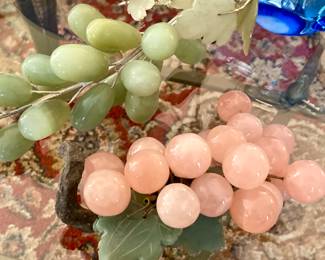 Cluster of jade grapes and Rose quartz grape cluster
