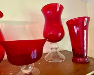 Red decorative glassware