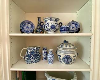 Blue and white accessories