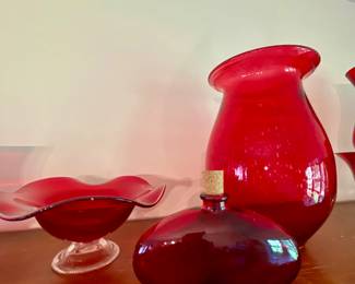red decorative glassware