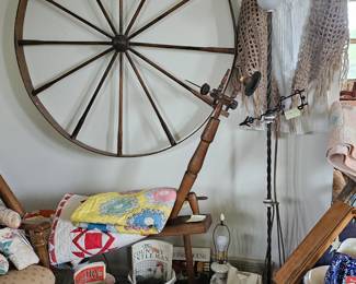Large Spinning Wheel, Chamber Pots etc.