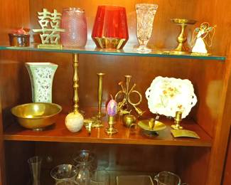 Glass and brass decor items