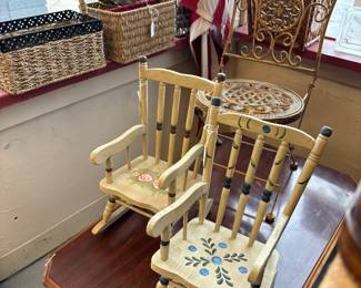 Love this doll furniture...rocking chairs and folding metal chair