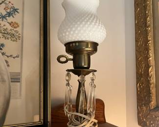 Pair of Hobnail Lamps with prisims