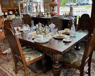 Jacobean Table and Chairs and Buffet. Featured in 1936 Sears Catalog.