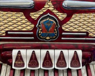 Accordian from Italy, Cherry Red Color