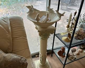 Alabaster column and bird bath from Greece - brand new with paperwork