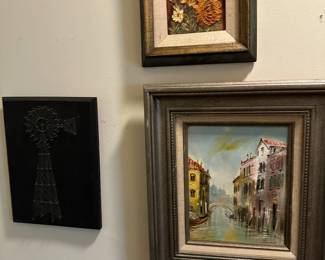 More Hallway Art - the dark piece is a Windmill string art