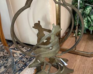 Art Deco Pan Playing Flute Brass Magazine Rack