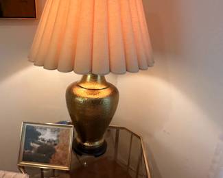 Large Hammered Brass Lamp