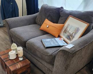 Franklin Extra Deep Love Seat,  Candles, Wall Art, Down decorative pillows
