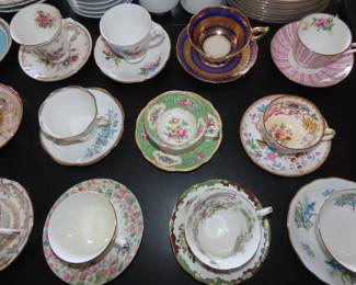 Selection of bone china tea cups.