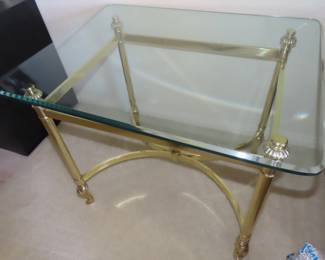 Glass and brass table.