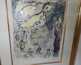 Chagall,  lithograph. "The Enchanted Lute Player #3"