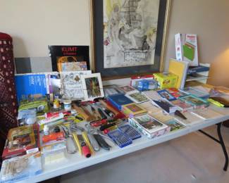 Tools, stationery, playing cards, coloring books.