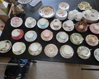 Selection of bone china tea cups.