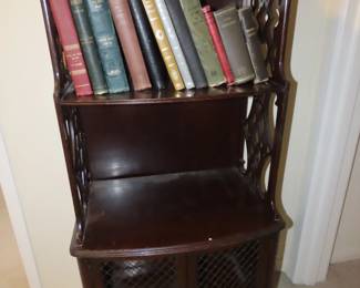 Antique book case with Judaic books.