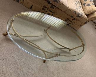 51x26 brass with glass top coffee table