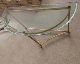 Brass with glass top sofa table 44x18x28