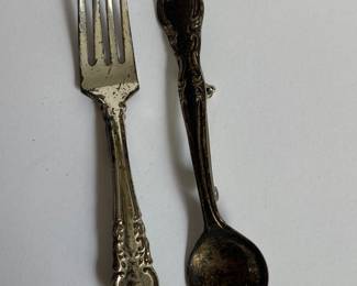 Sterling silver fork and spoon pins