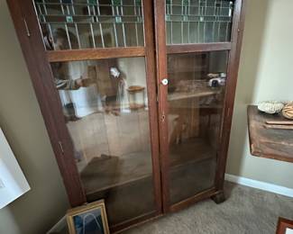 Antique Larkin, Buffalo, New York stained glass cabinet