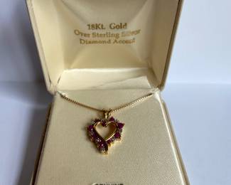 18 karat gold over sterling silver ruby necklace