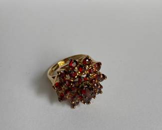 Sterling silver flower ring with rubies