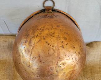Antique Copper Mixing Bowl w/Brass Riveted Hanging Ring c1905
Marked J. Y. Watkins & Sons 16 Catharine CT N. Y.

