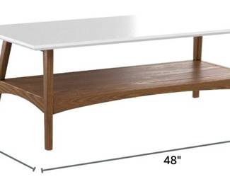 AMAZON Madison Park Rectangular Solid Wood Frame & Legs Coffee Table With Storage Shelf, Accent Furniture For Living Room, Minimalist Decor-Off-White/Pecan Parker, Medium