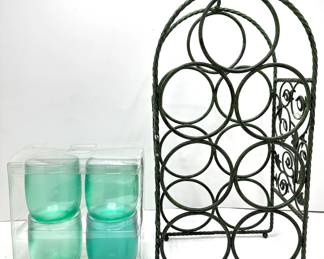 Vintage Wine Rack & 4 New In Box Lucite Stemless Wine Glasses
Lot #: 99