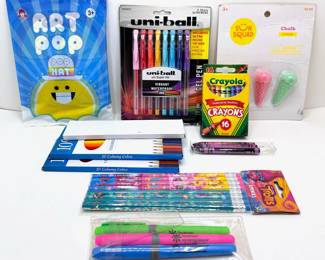 New Kids Art Supplies Including Set Of Uni-Ball Gel Pens
Lot #: 155