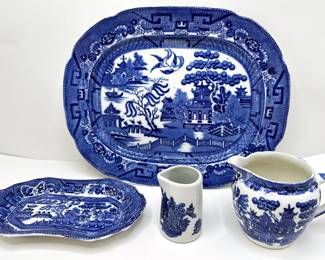 3 Piece Vintage Allertons Blue Willow China Serving Set & Extra Creamer By Shenango
Lot #: 16