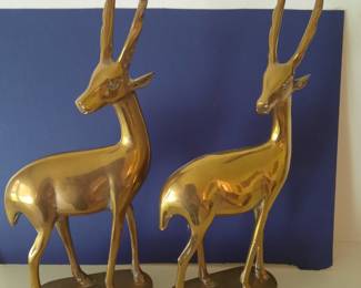 1960's Brass Metal Gazelles 10.75"  By MCM