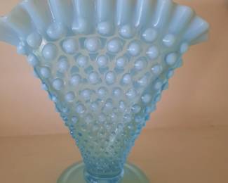 Vintage Fenton Vase Blue Hobnail 40's and 50's