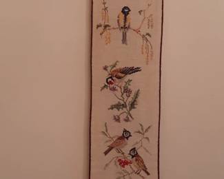 Vintage Bird Needlepoint Hanging