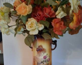 Warwick China Vase, Ladies Of The Night Portrait from 1900's Considered Transferware China Made In West Virginia
 pic 2 of 3