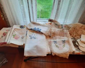 Assorted Vintage Hand Embellished Linens